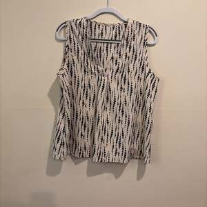 women's sleeveless geometric print tank top black beige -